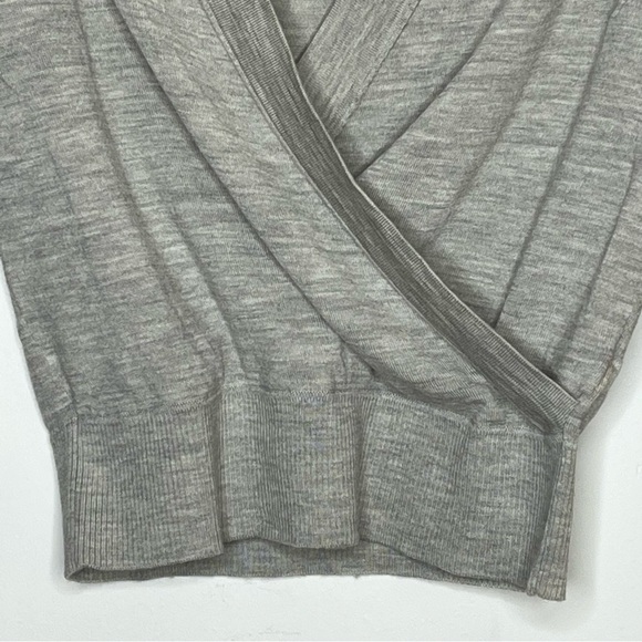 J. Crew 100% Merino Wool Wrap Sweater Grey V Neck - Picture 3 of 8